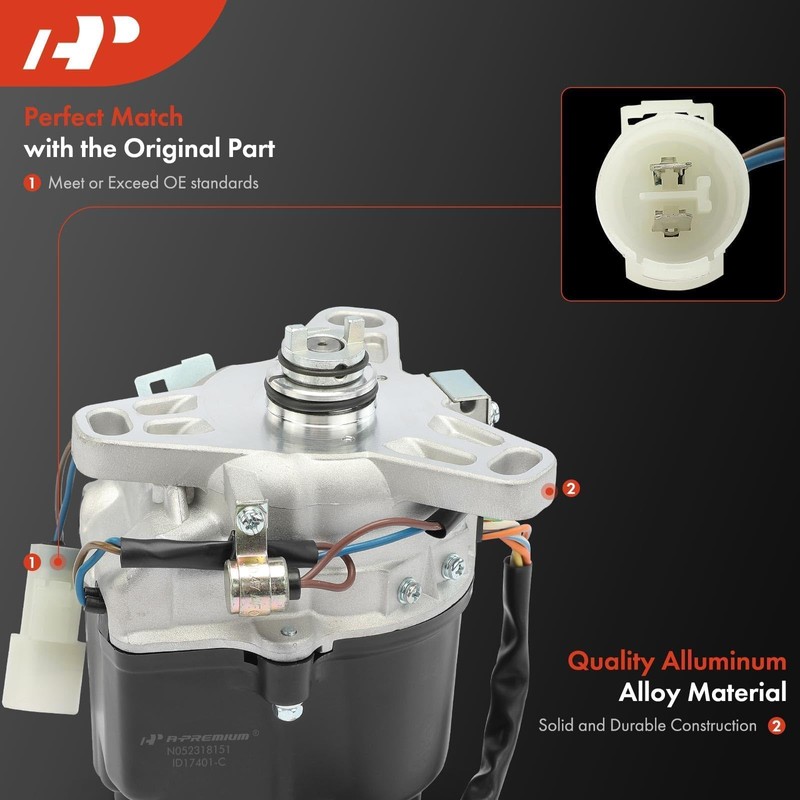 A-Premium Ignition Distributor with Cap and Rotor Compatible with Honda