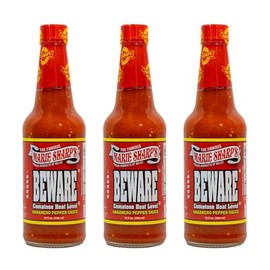 Marie Sharp’s BEWARE Comatose Heat Level Habanero Pepper Sauce, 10 oz | Extreme Heat Hot Sauce from Belize | All-Natural, No Preservatives | For Serious Chiliheads Only (Pack of 3)