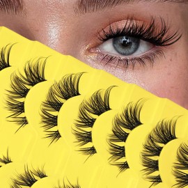 SLSXNL Natural Lashes Cat Eye Lashes Clear Band Wispy Strip Lash 10 Pairs Fox Eye Foxy False Eyelashes Fake Lash Extensions