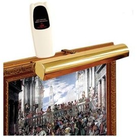 Remote Control LED Picture Light Cordless – Polished Brass – for Pictures up to 3 Feet Wide- Safe for Artwork – No Uv and No Heat – Solid Steel Frame 1.3 Lbs – Dimmer Included