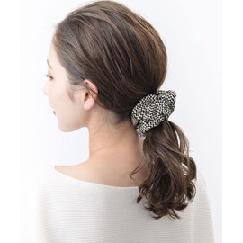 VingTAINE HS-157 Basic Pattern, Scrunchie, Office, Simple, Bundled Hair in Black and White, Cute Present, beige x black
