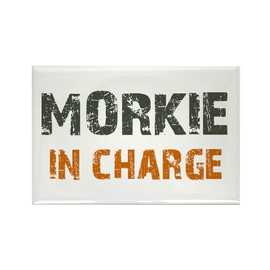 CafePress Morkie IN CHARGE Rectangle Magnet, 3"x2" Refrigerator Magnet
