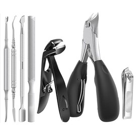 HEYMKGO Toenail Clippers for Thick & Ingrown - Professional Anti-Fling Nail Clipper Set with Catcher, Sharp Pedicure Tools for Men/Women/Elderly