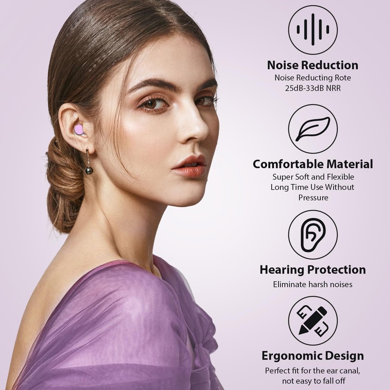 Yawsoy Ear Plugs for Sleeping Noise Cancelling, Reusable Soft Noise