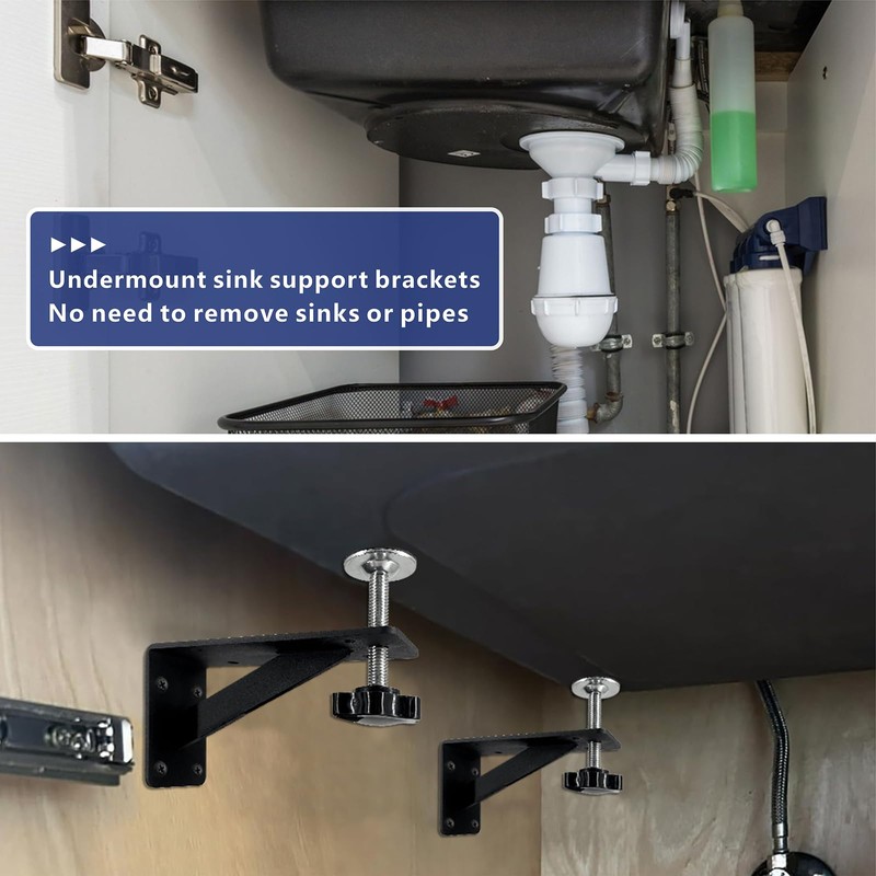 VANROUG 4 Pcs Undermount Sink Brackets, Undermount Sink Support, Undermount