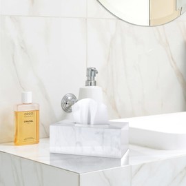 SILUT Acrylic Tissue Box Cover Rectangle, Tissue Box Holder, Tissue Holder Facial Napkin Dispenser for Bathroom, Home, Restaurant, Kitchen - Marble