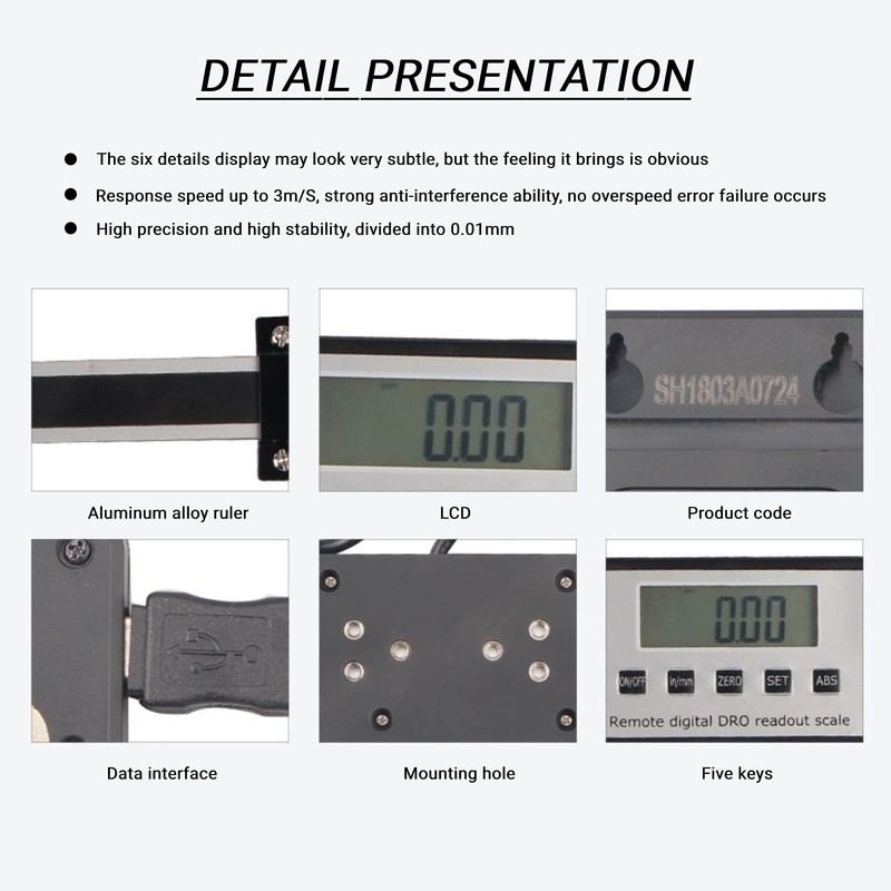 0-150mm Remote Digital DRO Readout Scale kit,Digital Large LCD Display