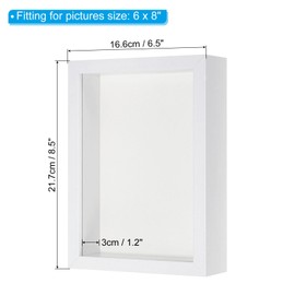 PATIKIL 6x8 Shadow Box Frame, Wooden Dried Flower Photo Frame Floating Photo Frame Acrylic DIY Display Case for Flowers Ticket Crafts and Photos, White