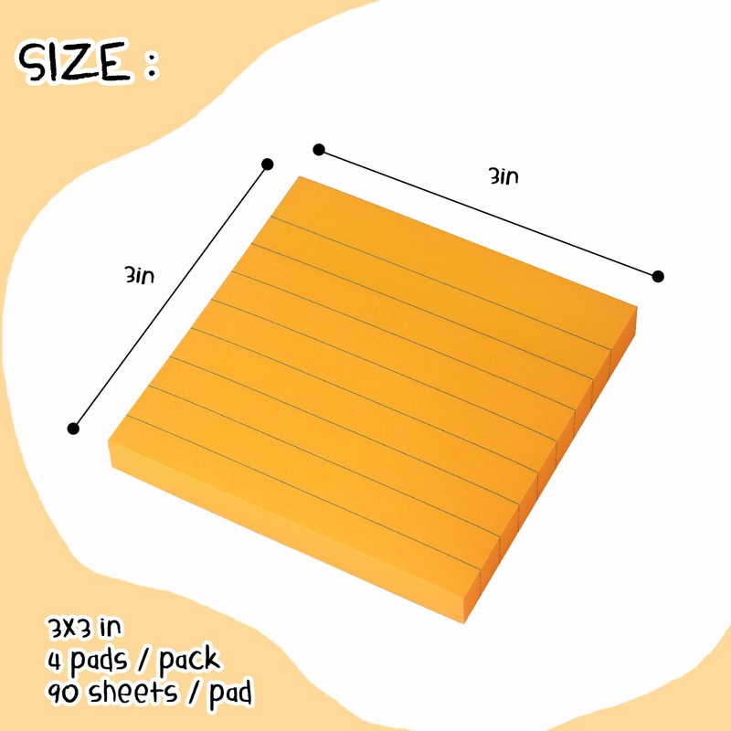 Lined Sticky Notes 3x3 Sticky Notes with Lines Self-Stick Notes
