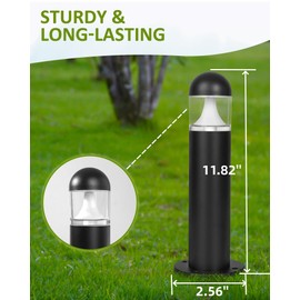 MOON-DE-AGE 8 Pack Low Voltage Landscape Pathway Lights Wired, Outdoor Modern 12V LED Bollard Lights for Driveway Garden Walkway Yard Lawn (Included Connectors), 2700K Warm White Waterproof, Black