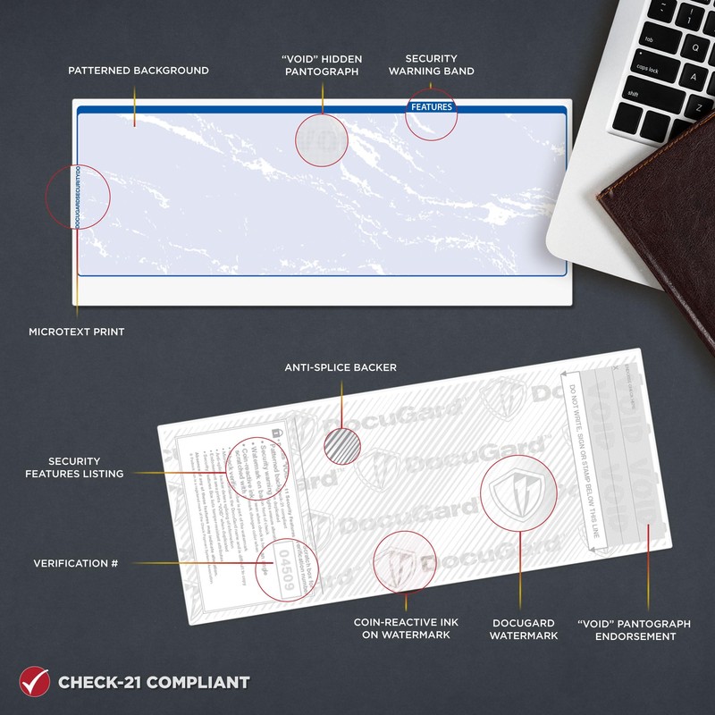 DocuGard Business Checks (Not Customized), Blue Marble Middle, 24 Pound
