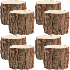 YARNOW 8 pcs Barrel Container Holder Decoration Plant Arrangement Vase for Indoor Log Wooden Farmhouse Art Wood Planter Decor Plants Decorative Pot Shabby Rustic Bucket