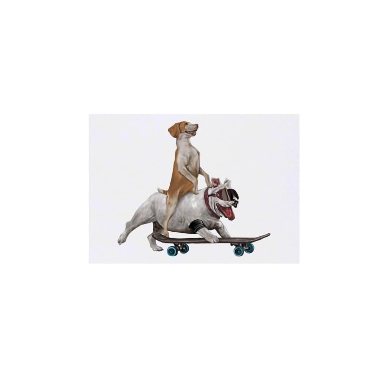 Azeeda 'Skateboarding Bulldog Abenteuer' Temporäres Tattoo - Hautfreundlicher & Ungiftiger