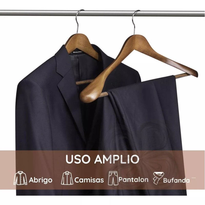 Universo en Linea Set 6 Gancho De Madera Hombro Ancho