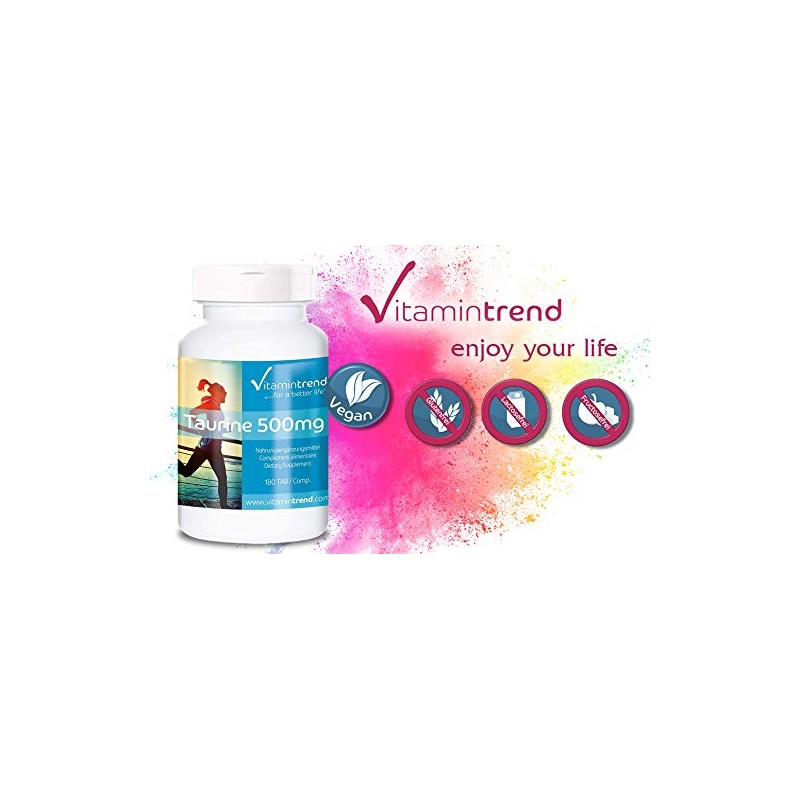 Taurine 500mg - 180 Tablets - For 6 Months -