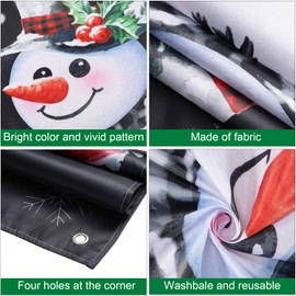 Panelee Christmas Snowman Door Cover Merry Christmas Door Decorations Winter Snowman Backdrop Background Banner for Front Door Porch Xmas Party Decor Supplies (Black)