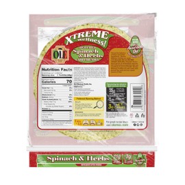 Olé Xtreme Wellness® Spinach & Herbs | 8" Size Flour Tortillas |Carb Friendly |Keto Friendly| 8 Count (Pack of 4)
