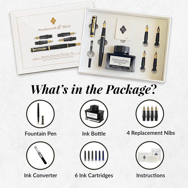 Wordsworth & Black Fountain Pen Gift Set, Includes Ink Bottle,