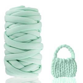 Arm Knitting Wool 500 g for Hand Knitting Chunky XXL Wool Yarn Tube Yarn Crochet Wool Tube Yarn for Crochet for Deck Chunky Knit Soft Wool Yarn Pet Bed Sofa Roving Yarn (Light Green)