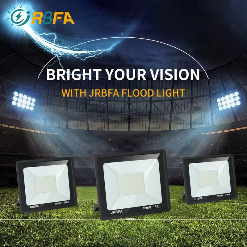 JRBFA 2 Pack 100W LED Flood Lights Outdoor, 10000lm LED