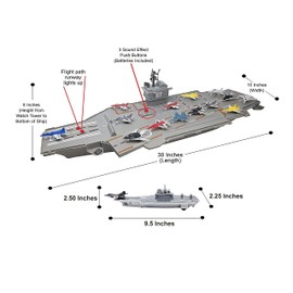 Large Aircraft Carrier Toy Small Catapult Aircraft Carrier Combo with Fighter Jets and 12 Military Vehicles