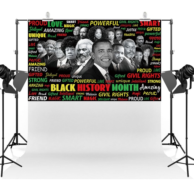 Black History Month Photo Booth Backdrop, Inspirational African American Wall