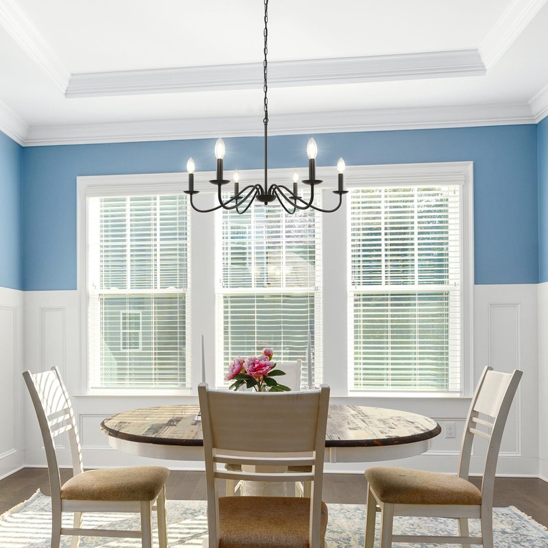 Cunfash 6-Light Black Chandelier for Dining Room, Farmhouse Industrial Chandelier