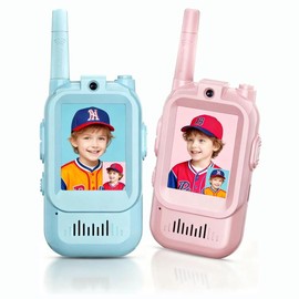 Video Walkie Talkie Toys for Age 3-12 Boys Girls, 2 Packs Walkie Talkies with 4 Voice Effects,Birthday Gifts for Kids Indoor Outdoor Camping