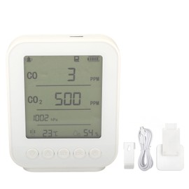 Car Air Quality Monitor 7 in 1 Detector CO2 CO Pressure Temperature Humidity Meter White 5V