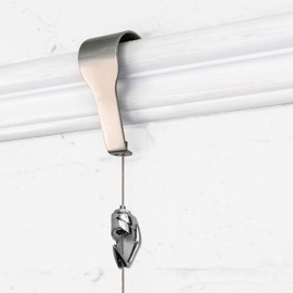 Picture Rail Molding Hook Art Hangers, Gallery Quality, Instantly Adjustable: Choose Brushed Brass or Stainless Steel Hangers with 6.5-Foot Cables (1, Stainless Steel)