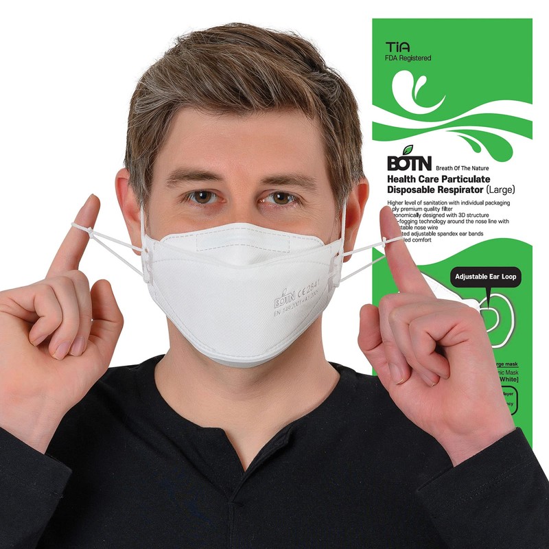 BOTN 10Pcs Large White KF94 Breathable Safety Mask Against, 4-Layer