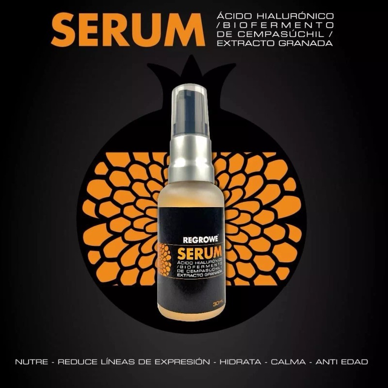 Regrowe Serum Acido Hialurónico, Extracto Granada, Cempasúchil Suero