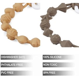 PandaEar Juego de 7 cadenas para chupete de bebé de silicona, diseño completo, cadena para chupete para niños y niñas, soporte universal para juguetes