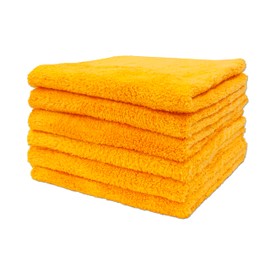 Detailer's Preference Extra Absorbent and Ultra Plush 500GSM Edgeless Microfiber Towel 16x16 Inches, Orange, 6 Pack
