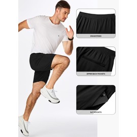 Elegancity Men's Summer Shorts, Baggy Shorts with Pockets, Elastic Waistband, Cargo Leisure Shorts, black