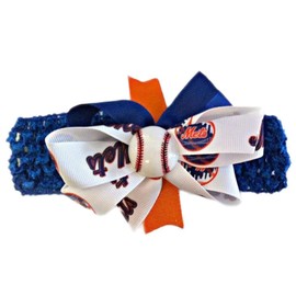Mets Baby Girl Boutique Bow Crocheted Headband