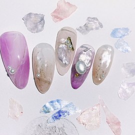 e-Sesang Natural Mother-of-Pearl Parts 6 Types Mother-of-Pearl Nails Sequin Gel Nail Art / e세상 천연 자개파츠 6종 자개네일 스팽글 젤네일아트