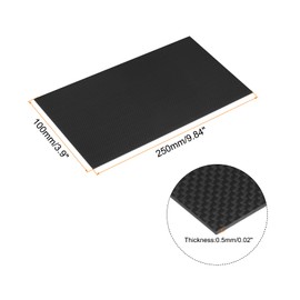 sourcing map 2 Pcs Carbon Fiber Sheet 250×100×0.5mm Glossy Surface Pultruded Flat Carbon Fiber Board Plate Plain Weave Panel Sheet for Kites RC Airplane