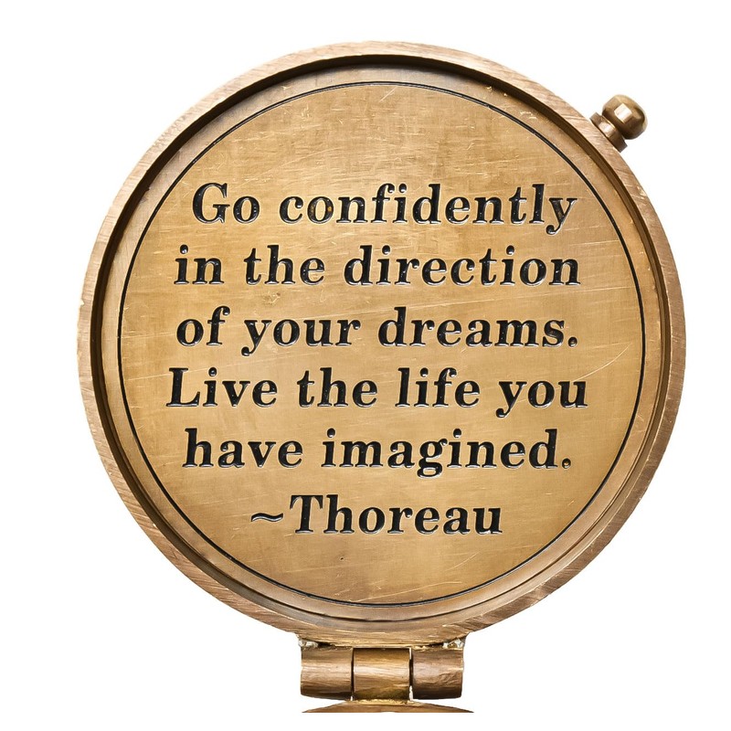 Thoreau's Go Confidently Engraved Compass Graduation Gift, Graduation gift for