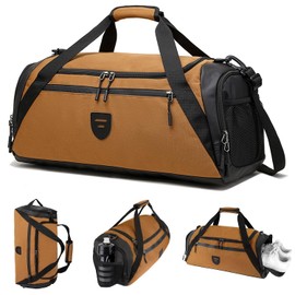 SlowTon Bolsa Deportiva para Gym, 40L/55L Maleta de Viaje Impermeable con Compartimento para Zapatos y Bosillos para Ropa Mojada, Bolsa de Gimnasio Deportiva para Hombres Mujeres con Correa Ajustable
