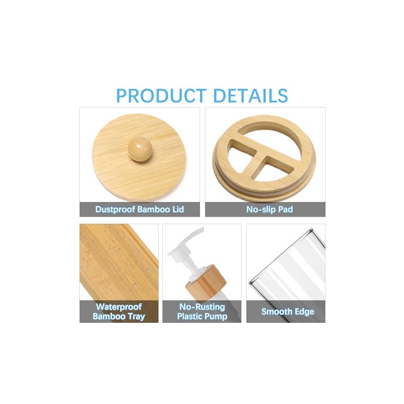 Paquete de 5 accesorios de baño de bambú con bandeja,