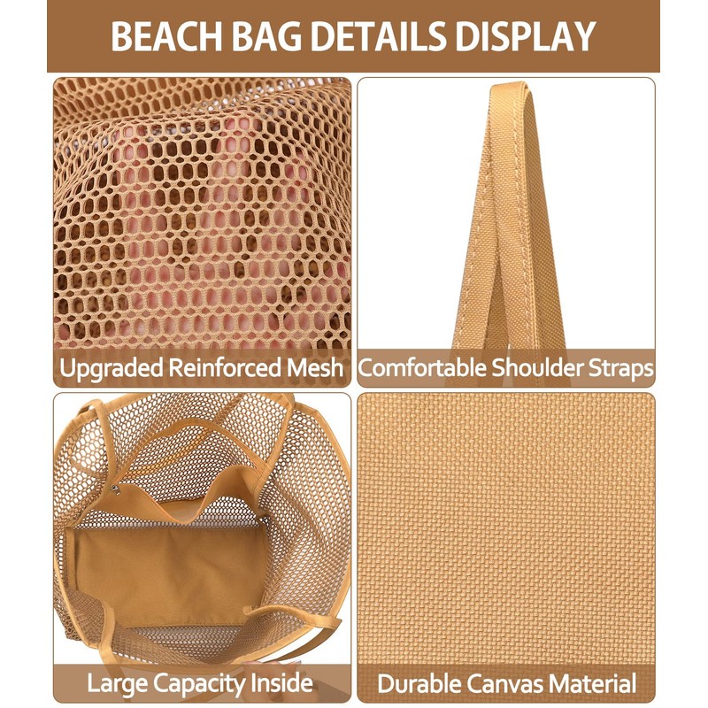 hatisan Beach Bag Mesh Tote Bag,Upgrade Beach Tote with Phone