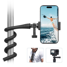 AFAITH Flex Mount Stroller Phone Holder Gooseneck Flexible Twist Camera Mount Selfie Stick Compatible with GoPro Hero 13/12/11/10/9/8/Insta360/DJI Osmo Action/AKASO/Smartphone Suitable