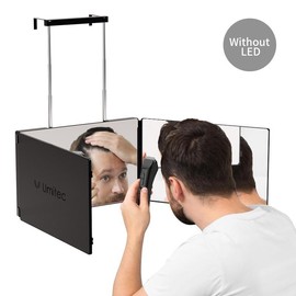 Adjustable LED Light 3 Way Mirror, Portable Trifold Mirror for Shaving, Grooming, Hair Styling, Dye Hair, Makeup, Braiding, 360 Degree Mirror:_Without LED