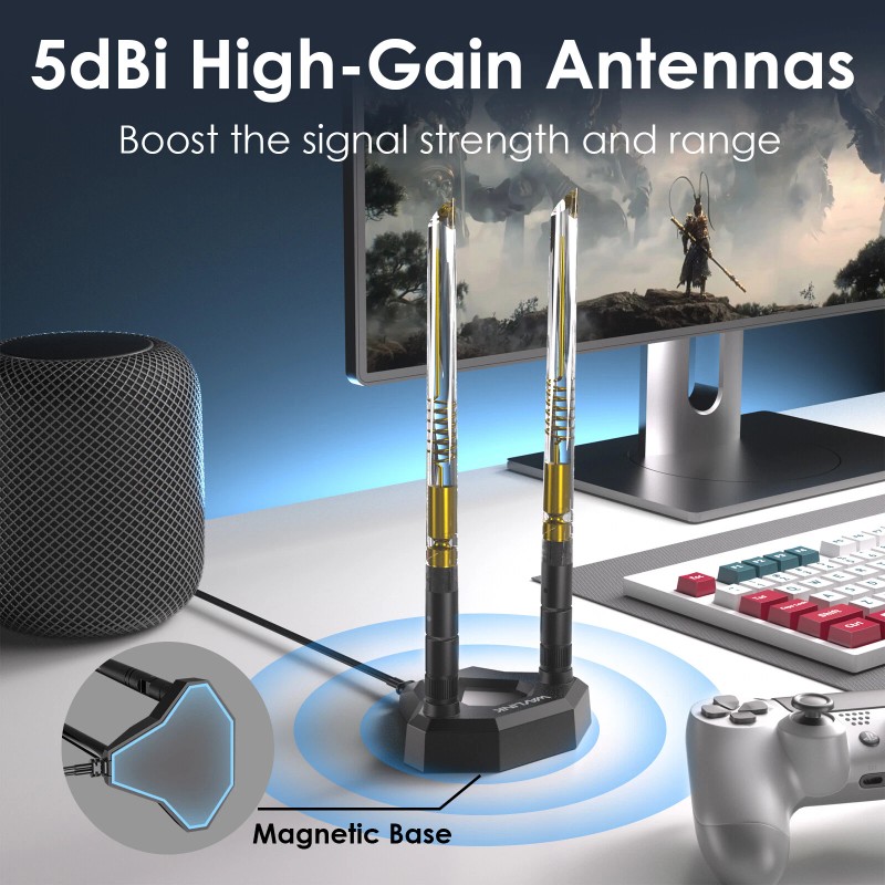 wavlink WiFi 6E Tri-band Antenna Magnetic Base WiFi card for