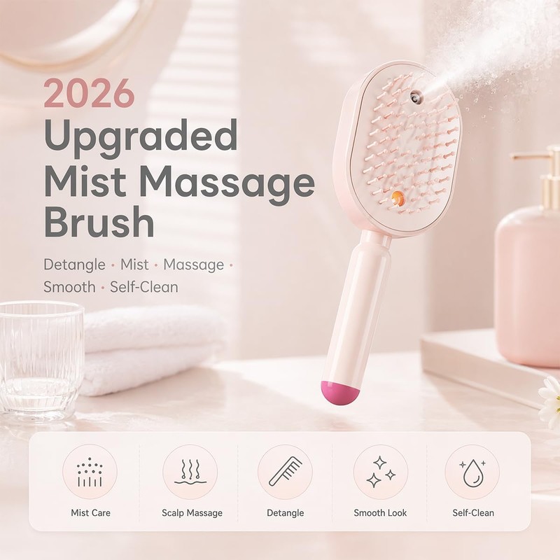 2026 New Electric Spray Air Cushion Massage Comb (Pink)