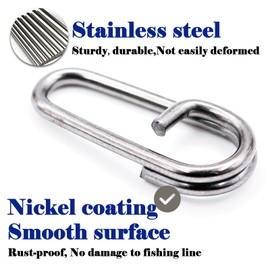 FishTrip Oval Split Rings Fishing - 50pcs Fishing Power Clips Snaps Quick Change for Lures Stainless Steel Fishing Tackle(Size 3,119lbs)