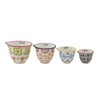 Creative Co-Op Floral Hand Stamped Stoneware Measuring Cups (Set of