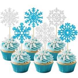 24 piezas de adornos de copos de nieve para magdalenas, copos de nieve, copos de nieve, copos de nieve, decoraciones de pasteles congelados, para baby shower, niños, cumpleaños, Navidad, fiesta, decoración de pasteles