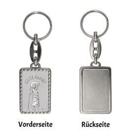 Saint Christopher - Good Ride Silver Keyring with Border the Patron Saint of Travelers and Drivers for the Keychain with Saint Figure as a Gift for, multicoloured